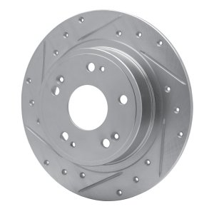 Acura ILX Brake Rotor (1) - Rear Left - R1 Concepts - Drilled & Slotted - Silver - `05-`22